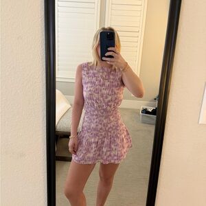 Purple Tie-Dye Sleeveless/backless top&skirt set